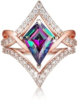 Women's June Birthstone Engagement Ring - Alexandrite and Diamond Rose Gold Plated Sterling Silver Ring
