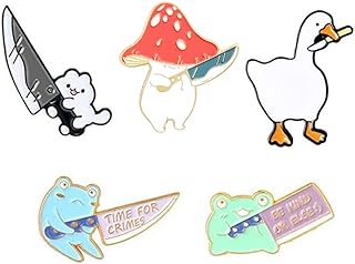 Animal with Knife Enamel Brooch Pin Set for Backpacks Jackets Cute Enamel Pins Anime Pins Cartoon Frog Mushroom Duck with Knife Enamel Brooch Pins For Kids Men Women