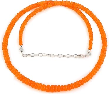 100% Orange Opal Necklace, 18'' Natural Ethiopian Welo Fire Necklace, 4-6MM Orange Opal Rondelle Beads Necklace, Opal Necklace