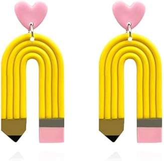 Clay Pencil Earrings Teacher Earrings for Women Girls Polymer Clay Pencil Jewelry for Teachers Teachers' Day Gift Back to School Earrings