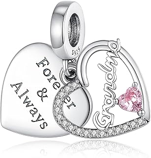 Sterling Silver Clasp Valentine Charms for Bracelets - Cubic Zirconia for Moms, Family Shape - Love & Family Dangle Design