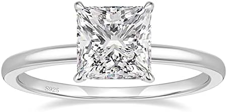 EAMTI 2CT 925 Sterling Silver Engagement Rings Princess Cut Cubic Zirconia CZ Wedding Promise Rings for Her Stunning Wedding Bands for Women Size 3-11