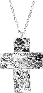 Silpada 'Dropmore' Floral Cross Pendant Necklace in Sterling Silver, 22" + 2"