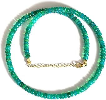 45CM Natural Ethiopian Green Fire Opal Smooth Rondelle Beads Necklace 4-5MM Green Opal Necklace AAA+ Opal Rondelle Beads Necklace Wedding Opal Welo Beads Gift for her
