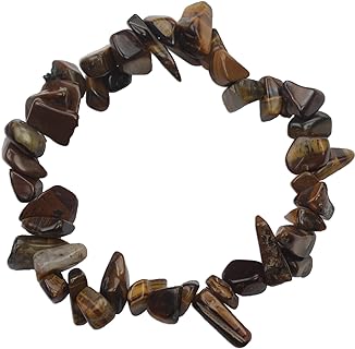 No-Clasp Ghana Tiger's Eye Beaded Box Chain Bracelet for Unisex, Earthen Envy Design