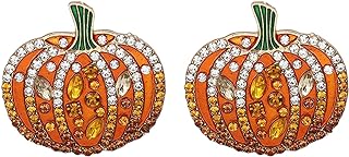 Sparkling Alloy Pumpkin Stud Earrings with Push Back for Women and Girls, Halloween Party Themed Costume Accessories