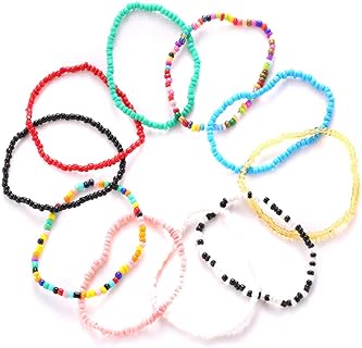 10Pcs Handmade Colorful Beaded Bracelet Anklet Bead Belly Hawaii Bikini Summer Jewelry for Women Girls (10Pcs Anklet)