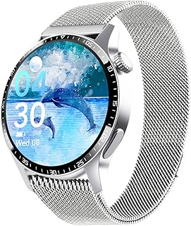 新登場のスマートウォッチ、活動量計搭載、高精細1.35インチ画面とBluetooth通話機能付き、シルバー鋼モデル。高齢者見守りに最適