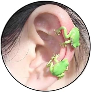 Frog Ear Cuff Earrings for Women Vintage Green Frog Wrap Crawler Earrings Cute No Piercing Animal Cuff Earrings for Women Girls Jewelry