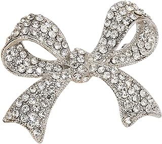 Pin-type Crystal Rhinestone Bow Brooch for Women and Girls - Elegant, Vintage-Inspired Design in Alloy Steel