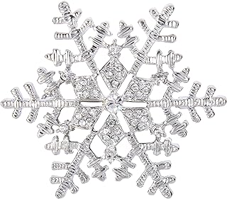 Pin Clasp Snowflake Brooch with Clear Austrian Crystal for Women, Elegant Winter Design