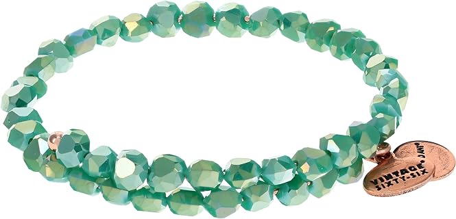 Alex and Ani Beaded Wrap Bracelet for Women, Happiness Turquoise Beads, Flexible Wire, Antique Rose Gold Finish, Fits Most Wrists, One Size (A21BEAD49RAR)