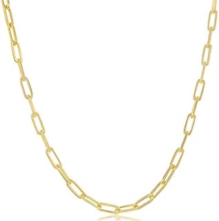 Beaux Bijoux Paperclip Chain Necklaces for Women | Sterling Silver 14k Gold Plated | Women's Trendy Layering Necklaces | Choose Width and Length | Fine Chain Necklaces Crafted in Italy