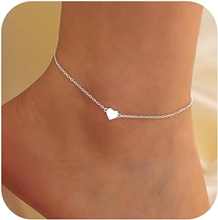 UTISUVIKO Heart Anklet for Women S925 Sterling Silver Adjustable Girl Summer Beach Foot Chain Cute Heart Anklet Bracelets Mother's Day Graduation Jewelry Gifts for Mom Wife Girlfriend