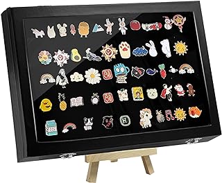 Large Enamel Pin Display Frame,14" X 9.5" Shadow Box for Wall and Tabletop Display Pin Collection Display Case Pin Display Board for Military Medals, Jewelry Pin Badge Collection, Rings