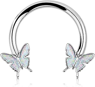 Jewseen Septum Ring Horseshoe Hoop Earring Cartilage Earring Hoop 16G Nose Ring Hoop Butterfly Captive Bead Rings Tragus Daith Rook Helix Piercing Body Jewelry