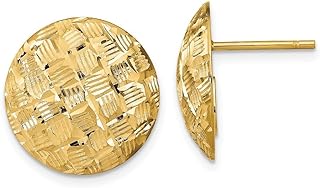 Auriga Fine Jewelry 14k Yellow Gold Diamond Cut Button Stud Earrings (L-16.5 mm, W-16.5 mm) Gift for Women, AFJ-QG-LE1975