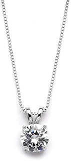 Mariell Cubic Zirconia Crystal Pendant Necklace for Women, 2 Carat Round CZ, Mother's Day Jewelry