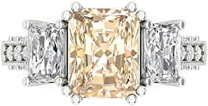 4.27ct Emerald Cut Morganite Solitaire Engagement Ring in 14K White Gold - A Timeless Symbol of Love and Style