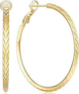 GIULIA LEONI 14K Gold Hoop Earrings for Women Large Gold Hoop Earrings for Women Thick Gold Hoop Earrings for Women Gold 14K，3 * 42mm (gold)