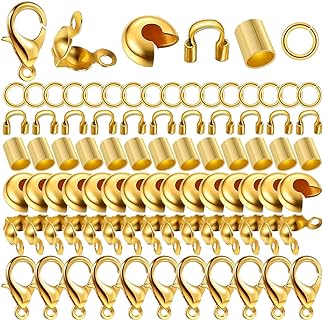 1200 Pcs Jewelry Making Accessories Set 100 Lobster Clasps 150 Open Crimp Beads 150 Crimp Cube Beads 150 Wire Guardians 150 End Caps and 500 Open Jump Ring Connectors for DIY Jewelry Crafts Making