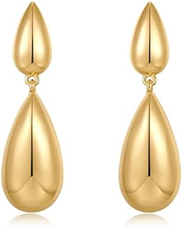 Long Waterdrop Earrings for Women Gold Droplet Hoop Dangle Earrings Fashion Jewelry for Women Girls