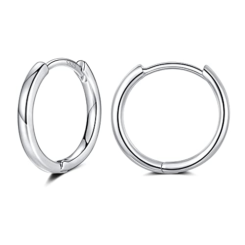3 Pairs Small Cartilage Hoop Earrings for Women Men, Hypoallergenic Sterling Silver Post Huggie Earrings, 8/10/12mm