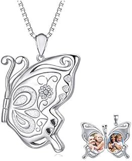 LONAGO Butterfly/Dragonfly/Bee/Owl Locket That Hold Pictures 925 Sterling Silver Butterfly Photo Lockets Necklace for Women