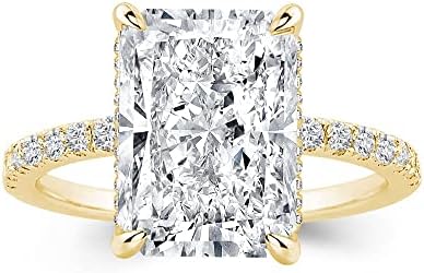 3.5/7.0ct Radiant Cut Engagement Ring for Women,Yellow Gold Plated Sterling Silver Simulated Diamond White Sapphire Promise Ring