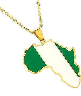 Africa Map Necklace Nigeria Map Pendant Necklaces Gold Color Jewelry Map African Gift