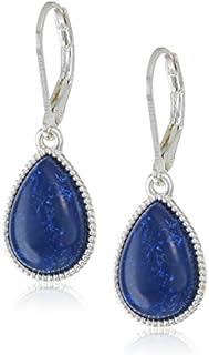Nine West Silvertone and Denim Tear Drop Earrings