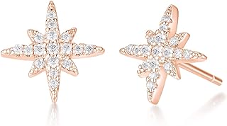 Mameloly 925 Sterling Silver Post Stud Earrings for Women Dainty Hexagram Starburst Cubic Zirconia CZ Stud Earrings Hypoallergenic