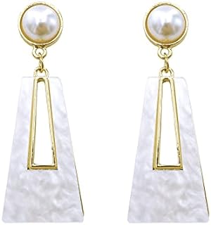 Black White Earrings for Women Sparkly Geometric Dangle Drop Statement Jewelry