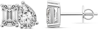 IGI Certified 2 Shape Lab Diamond Stud Earrings For Women | 1 Carat - 12 Carat 4 Prong | F-G Color, VS1-VS2 Clarity | Gold Or Platinum| Friendly Diamonds Earrings