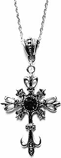 Gothic Cross Necklace Hip Hop Rock Crystal Pendant Necklace Retro Ruby Cross Pendant Necklace Gothic Punk Style Cross Necklace Halloween Jewelry Gift for Women