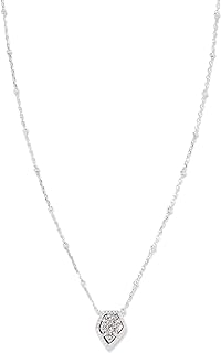 Kendra Scott Quartz-laden Platinum Pendant Necklace with Lobster Clasp, Box Chain for Women, Framed Tess Satellite Design