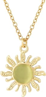 Sacina Gold Plated Sun Pendant Necklace with Cable Chain, Dainty Boho Jewelry for Women, Ideal Summer Accessory or Christmas Gift