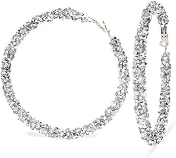 Glitter Hoop Earrings for Women Bohemian Sparkle Resin Rhinestone Wrapped Big Hoop Dangle Earrings Jewelry Girl Gifts