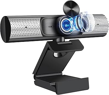 WFFOIFL 1080P Webcam with Built-in Microphone and Dual Speakers, USB Plug and Play, Auto-Adjust Lighting, and Privacy Cover, Ideal for Streaming, Video Calls, and Gaming