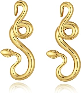 Gold Stud Earrings for Women Hypoallergenic, Snake Earrings with 18k Gold Plated Stainless Steel, Trendy Jewelry Gifts for Women