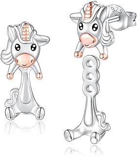 925 Sterling Silver Cute Animal Earrings Koala Elephant Panda Highland Cow Bunny Unicorn Pug Corgi Dog Penguin Axolotl Stud Hypoallergenic Cute Funny Studs Earrings Jewelry Gift for Women Girls Teens