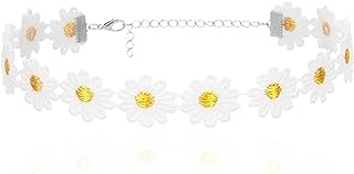 Colorful Daisy Bloom Rope Chain Choker Necklace for Women and Girls in Durable Stainless Steel Material - No Gemstone Design