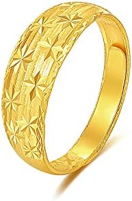 Solid 24K 999 Gold Ring Engagement Wedding Anniversary Band for Women Ladies