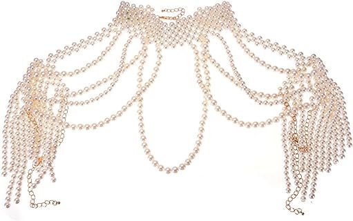 Jerollin Beaded Bib Necklace with Ball Chain & Simulated Pearls for Women - Fashionable Statement Design