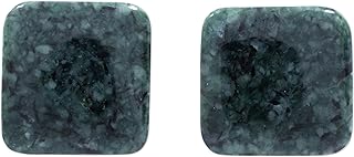 NOVICA Handmade .925 Sterling Silver Jade Stud Earrings Dark Green Square from Guatemala [0.4 in L x 0.4 in W] 'Simply Luxurious in Dark Green'