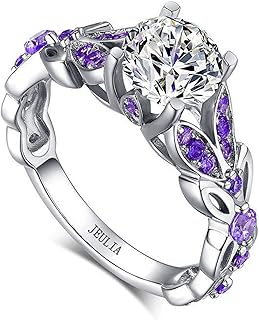 Jeulia Bague Améthyste Taille 50 en Argent Sterling avec Pierre Centrale Scintillante et Touches Aigue-Marine, Idéale pour Mariage et Fiançailles, pour Femmes Élégantes et Confiantes
