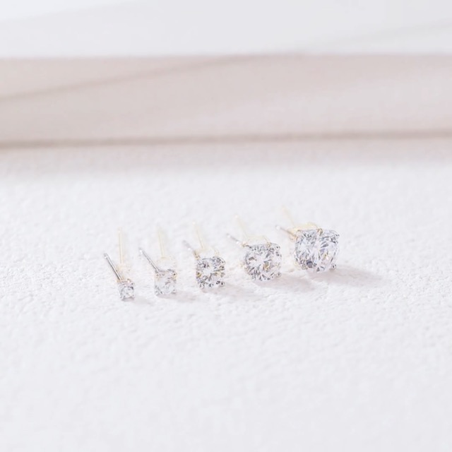 925 Sterling Silver 4 Prong Pure Brilliance Cubic Zirconia Stud Earrings Hypoallergenic