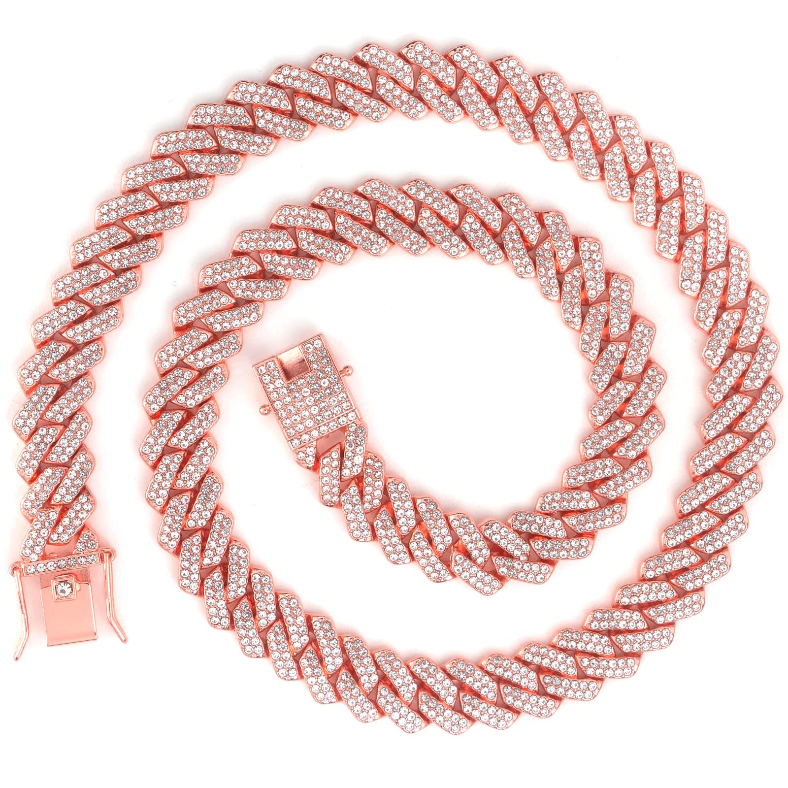 Cuban Chain Necklaces Silver/Gold Cuban Link Chains Mens Iced Out Miami Bling Diamond Hip Hop Jewelry for Women