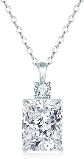 Lab Simulated Diamond Necklace for Women 925 Sterling Silver Radiant Cut 3.5Ct Pendant 18K White Gold Plated Jewelry Gifts