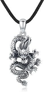925 Sterling Silver Chinese Dragon Pendant Necklace with Box Chain and Cubic Zirconia - Unisex Zodiac Astrology Dragon Jewelry Ideal Birthday/Anniversary Gift